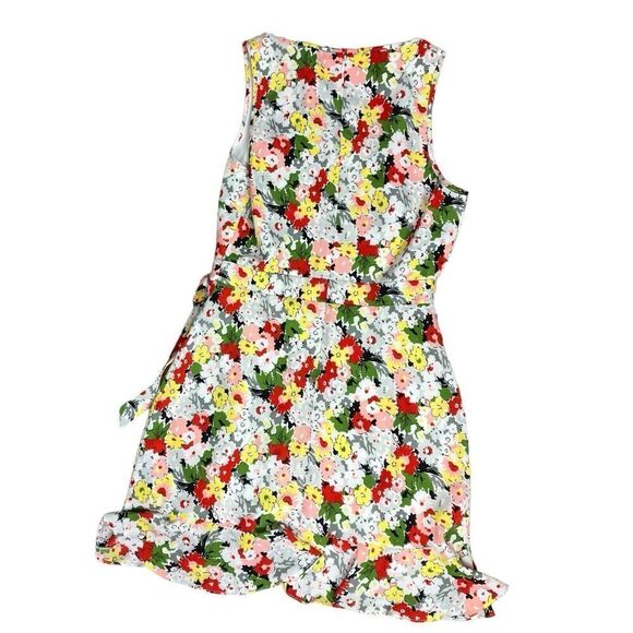 Likely Vera Faux Wrap Dress Coquette Ruffle Hem Floral Print Ivory Red Size‎ 0 - Picture 10 of 12